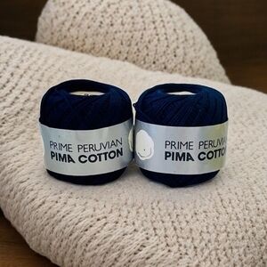 Lot 2x Vintage Cascade Prime Peruvian Pima Cotton Yarn Navy Blue 100 Yards NWT